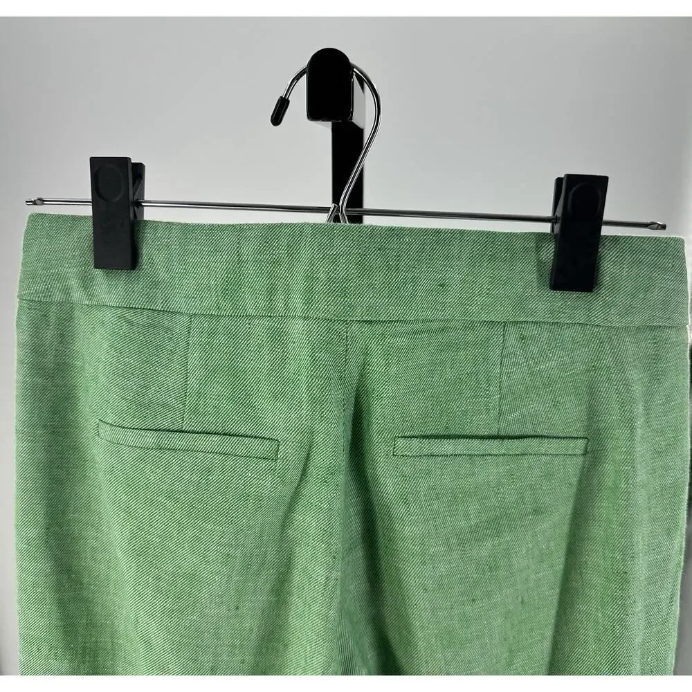 J.Crew Hayden Green Linen Blend Cropped Pants Women’s Size 0 Summer Trouser - Picture 5 of 9